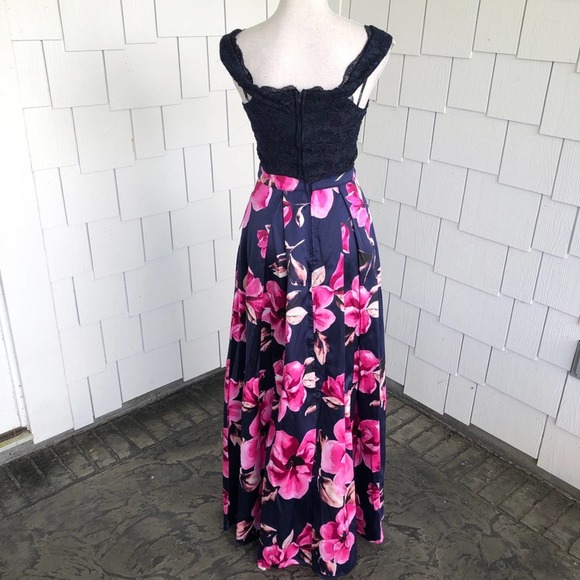 Speechless Women's Navy/Pink Floral/Lace Top/Skirt Two Piece Set sz Junior's 1 - Picture 4 of 7